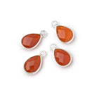11x8mm .925 Silver Bezel Carnelian Faceted Pear Focal Pendants Set of 4 pieces - Beadsofcambay.com