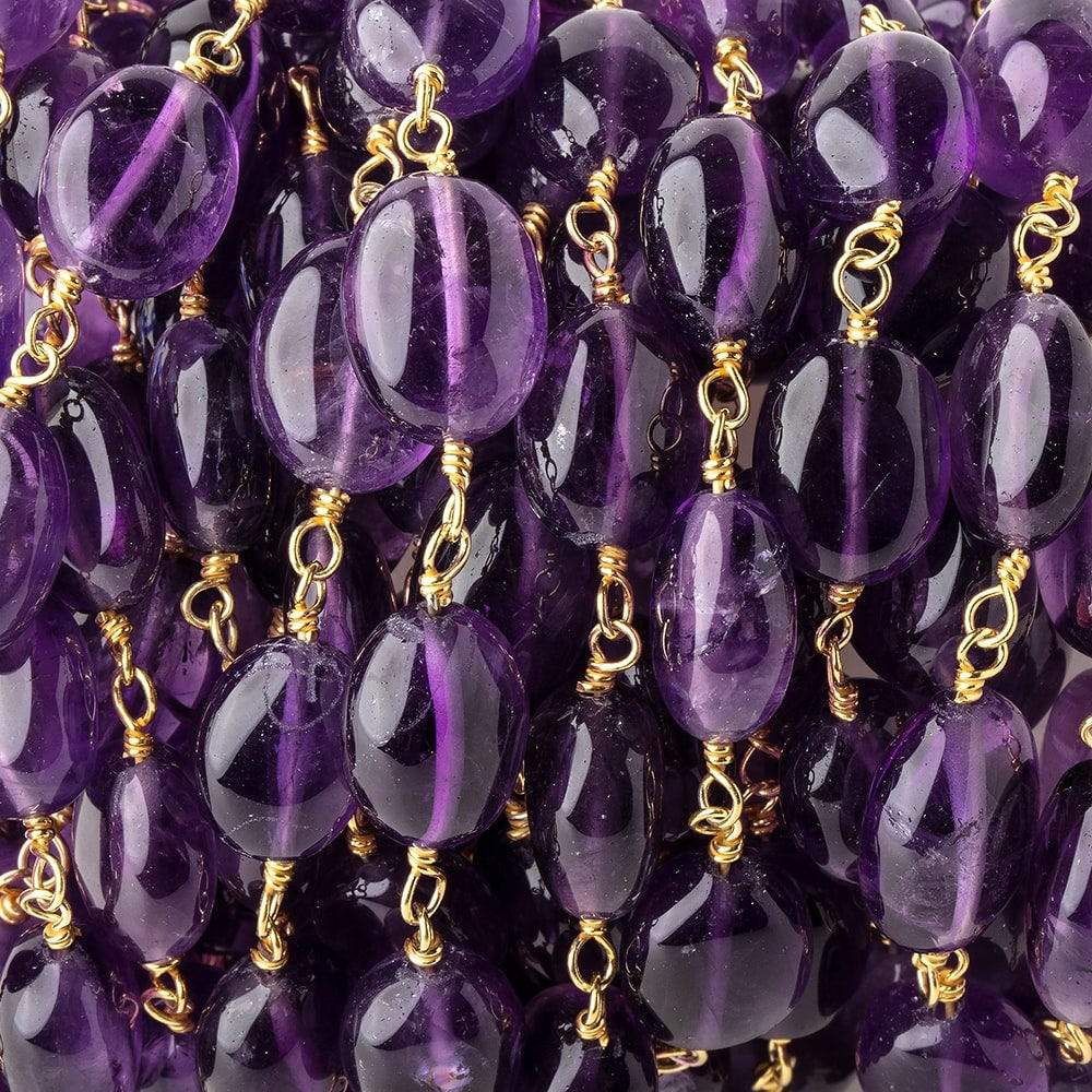 11x8mm Amethyst Plain Oval Vermeil Chain by the foot - Beadsofcambay.com