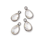 11x8mm Black Gold Bezel Crystal Quartz Faceted Pear Focal Pendants Set of 4 pieces - Beadsofcambay.com