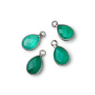 11x8mm Black Gold Bezel Green Onyx Faceted Pear Focal Pendants Set of 4 pieces - Beadsofcambay.com