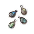 11x8mm Black Gold Bezel Labradorite Faceted Pear Focal Pendants Set of 4 pieces - Beadsofcambay.com