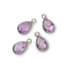 11x8mm Black Gold Bezel Pink Amethyst Faceted Pear Focal Pendants Set of 4 pieces - Beadsofcambay.com