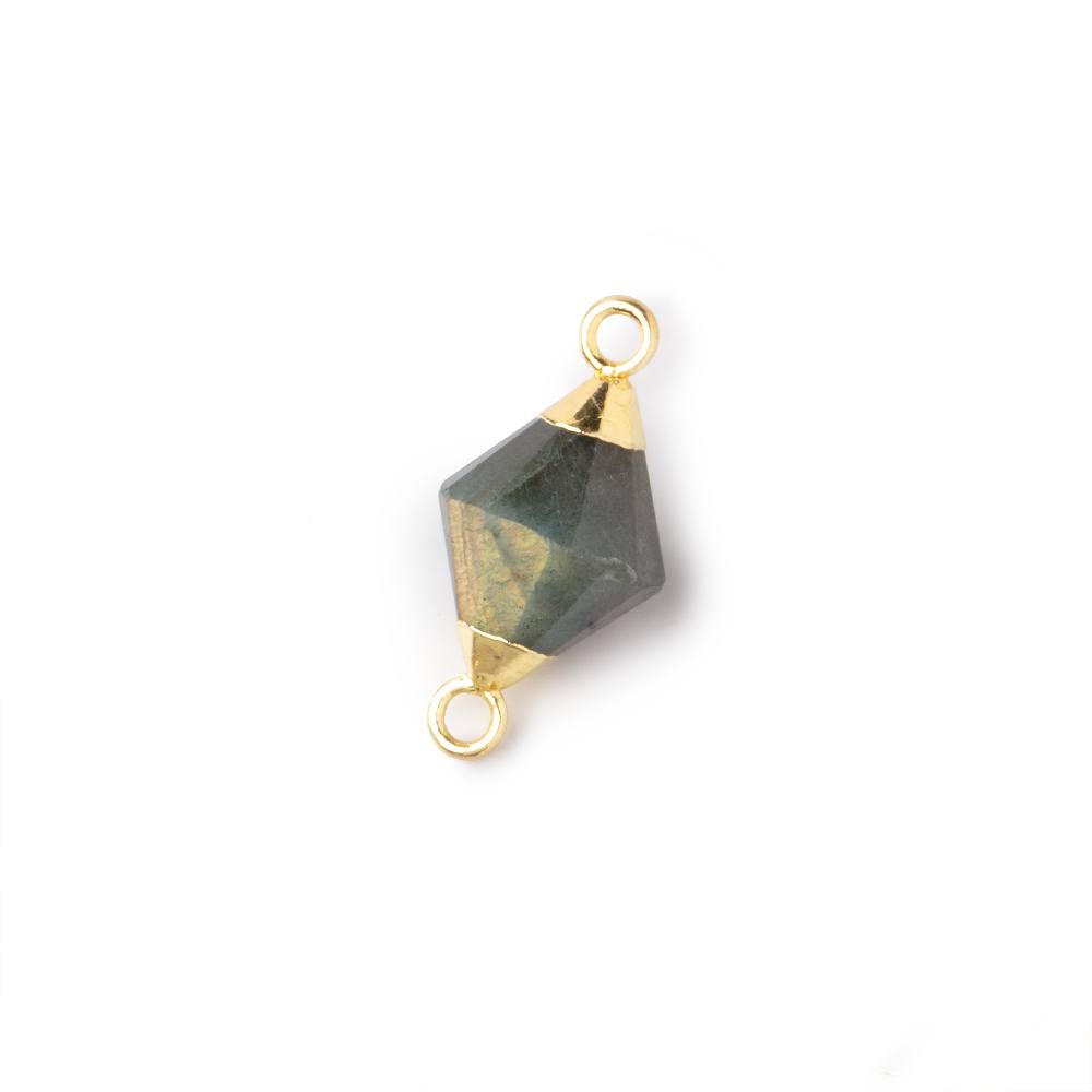 11x8mm Gold Leaf Labradorite Faceted Bi-Cone Connector 1 focal piece - Beadsofcambay.com