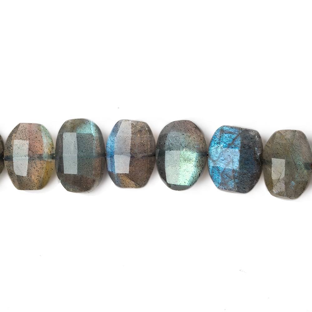 11x8mm Labradorite side drilled Faceted Cushion Beads 6 inch 19 pieces - Beadsofcambay.com