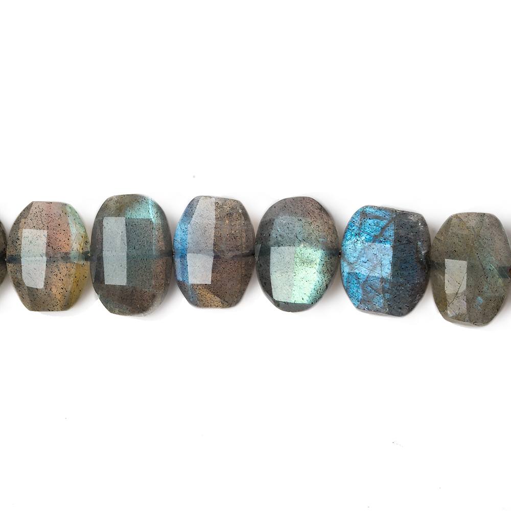 11x8mm Labradorite side drilled Faceted Cushion Beads 6 inch 19 pieces - Beadsofcambay.com