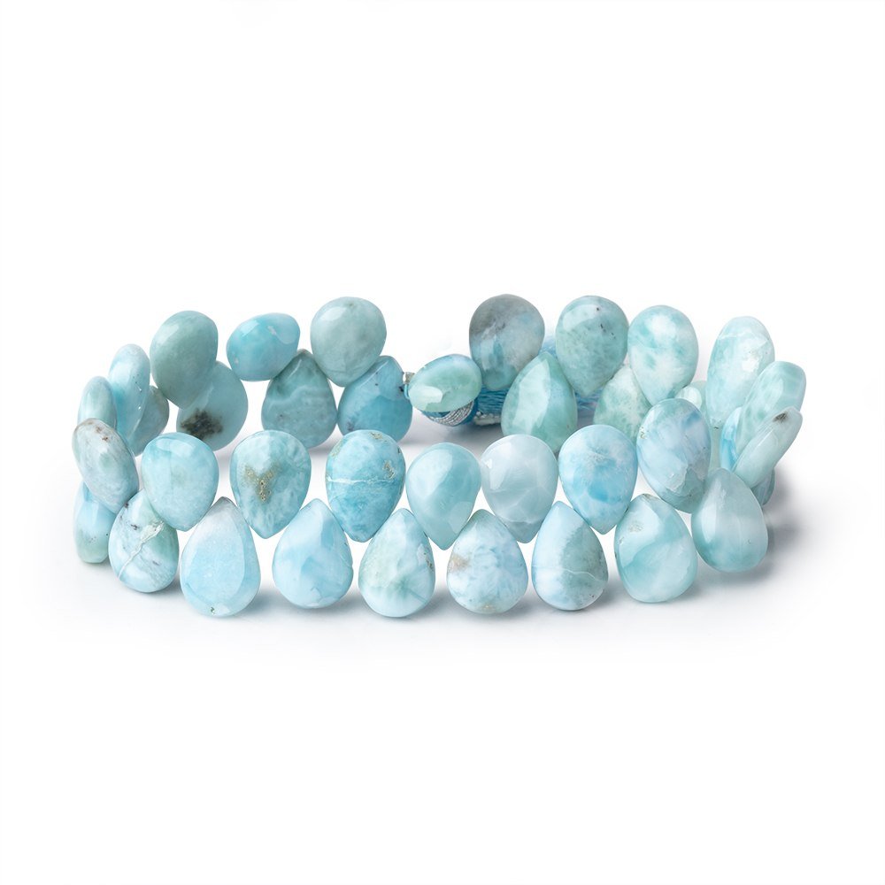 11x8mm Larimar Plain Pear Beads 7.5 inch 39 pieces AA - Beadsofcambay.com