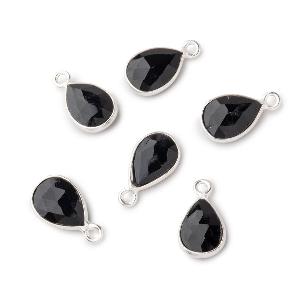 11x8mm Sterling Bezel Black Agate Faceted Pear Pendant 1 Focal piece - Beadsofcambay.com