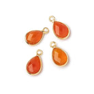 11x8mm Vermeil Bezel Carnelian Faceted Pear Focal Pendants Set of 4 pieces - Beadsofcambay.com