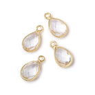 11x8mm Vermeil Bezel Crystal Quartz Faceted Pear Focal Pendants Set of 4 pieces - Beadsofcambay.com