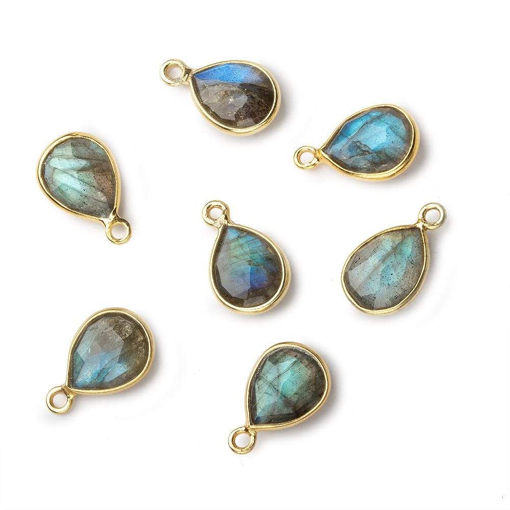 9x7mm Vermeil Bezel Labradorite faceted pear Pendant 1 focal bead - Beadsofcambay.com