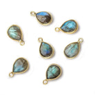 9x7mm Vermeil Bezel Labradorite faceted pear Pendant 1 focal bead - Beadsofcambay.com