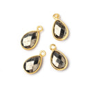 11x8mm Vermeil Bezel Pyrite Faceted Pear Focal Pendants Set of 4 pieces - Beadsofcambay.com