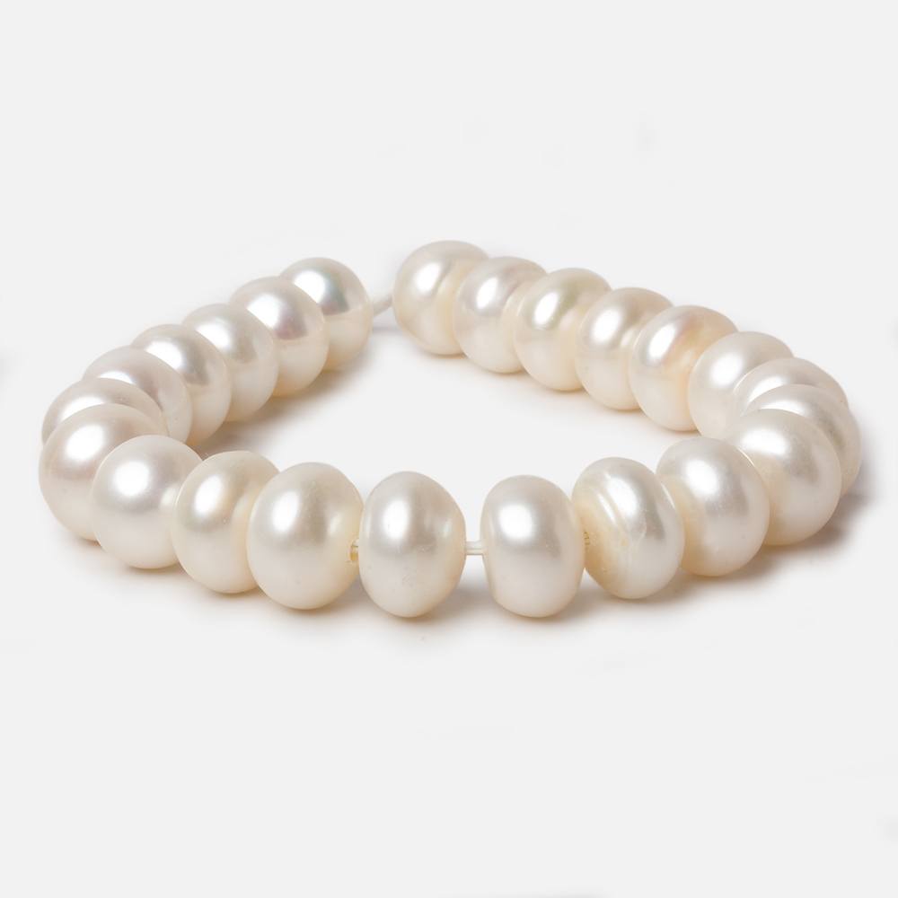 11x9-12.5x9mm Off White Button Large Hole pearls 8 inch 23 pieces AA - Beadsofcambay.com