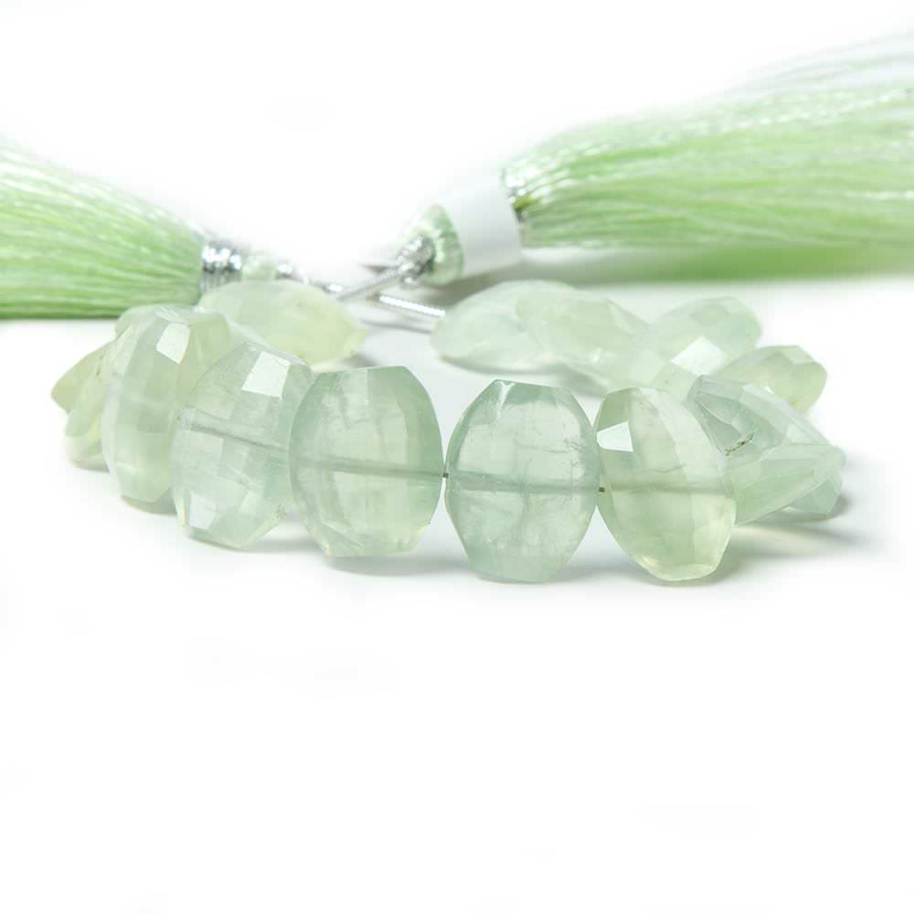 11x9-12.5x9mm Prehnite side drilled Faceted Cushion Beads 5.5 inch 16 pieces - Beadsofcambay.com