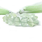 11x9-12.5x9mm Prehnite side drilled Faceted Cushion Beads 5.5 inch 16 pieces - Beadsofcambay.com