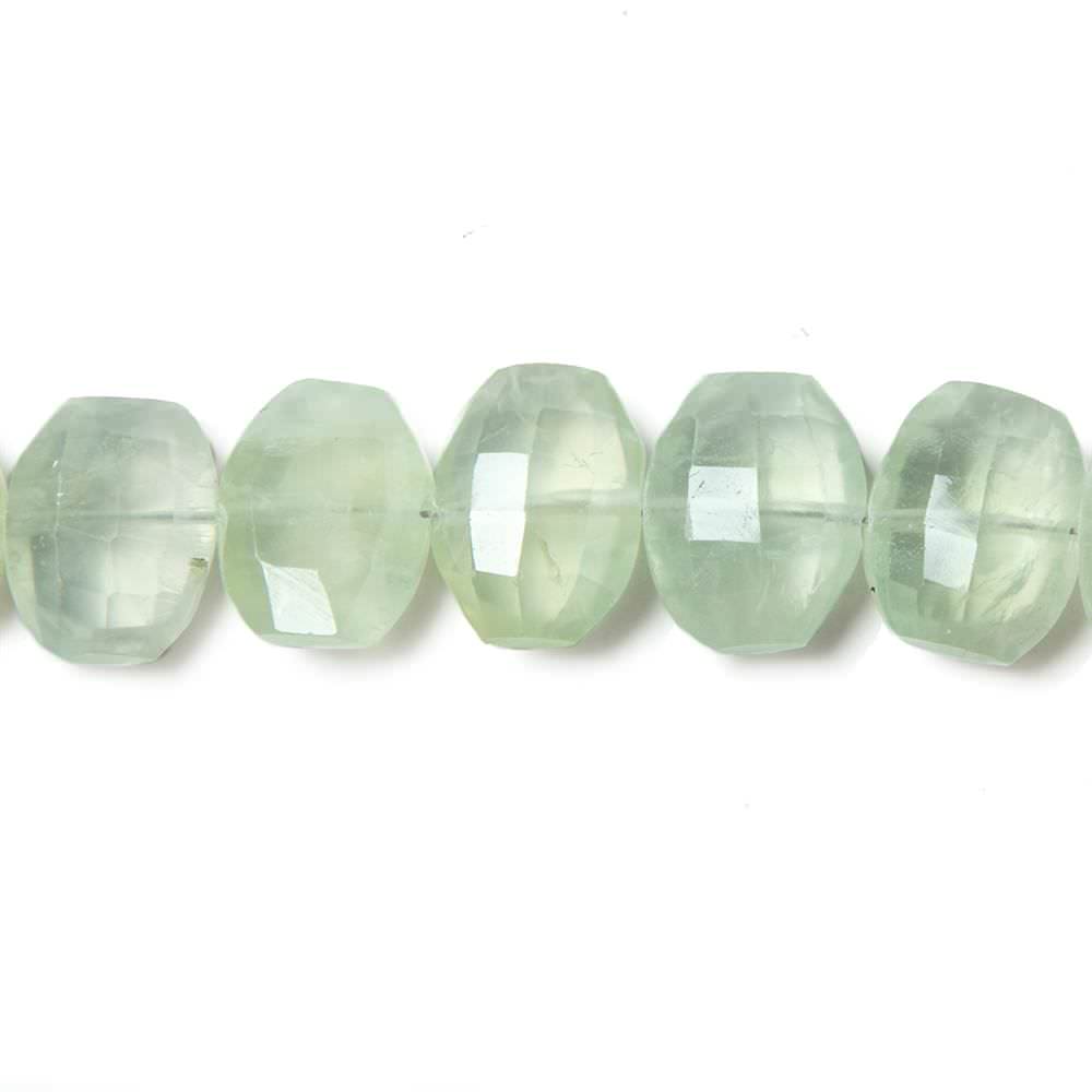 11x9-12.5x9mm Prehnite side drilled Faceted Cushion Beads 5.5 inch 16 pieces - Beadsofcambay.com