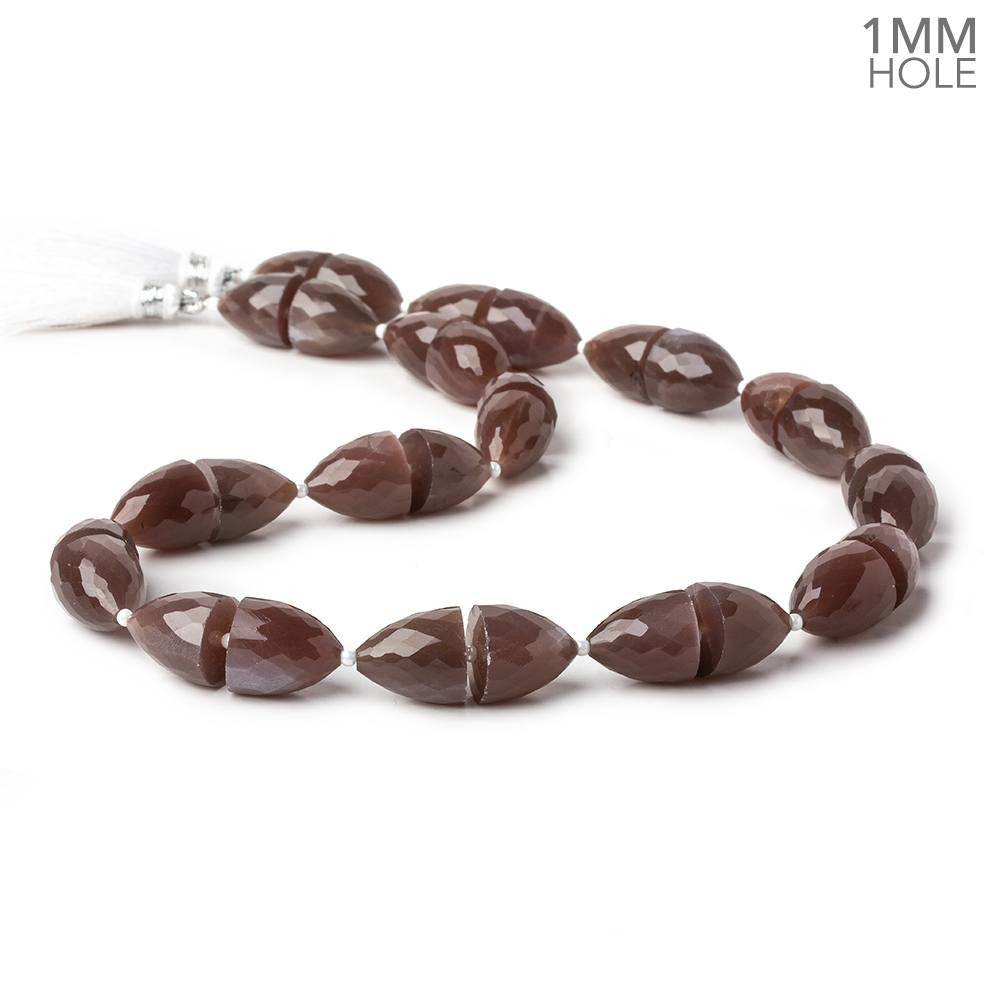 11x9-12x11mm Chocolate Moonstone straight drilled large hole Faceted Cones 30 beads AA - Beadsofcambay.com
