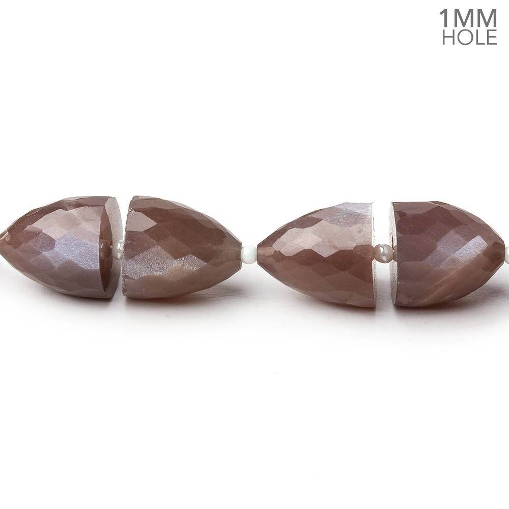 11x9-12x11mm Chocolate Moonstone straight drilled large hole Faceted Cones 30 beads AA - Beadsofcambay.com