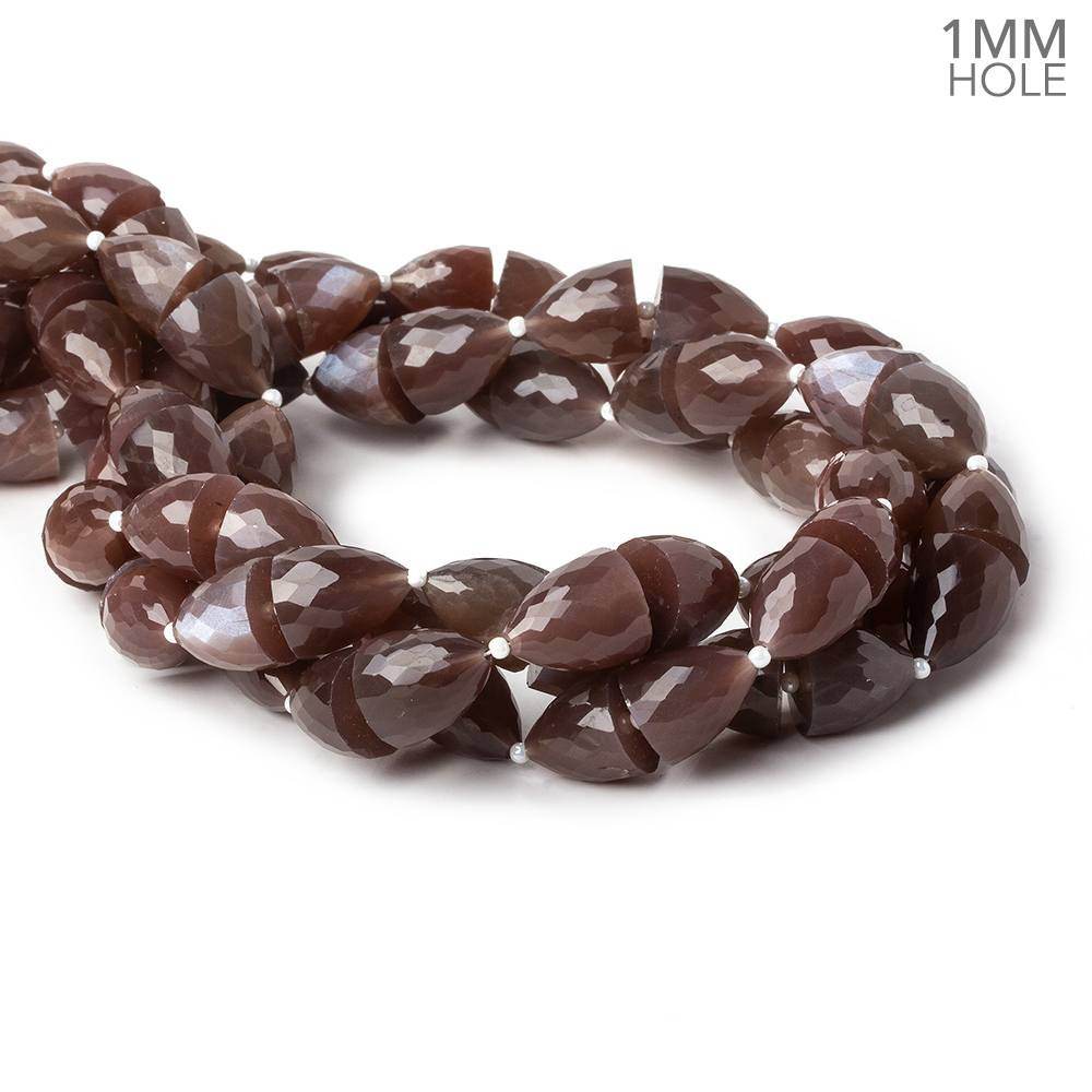 11x9-12x11mm Chocolate Moonstone straight drilled large hole Faceted Cones 30 beads AA - Beadsofcambay.com