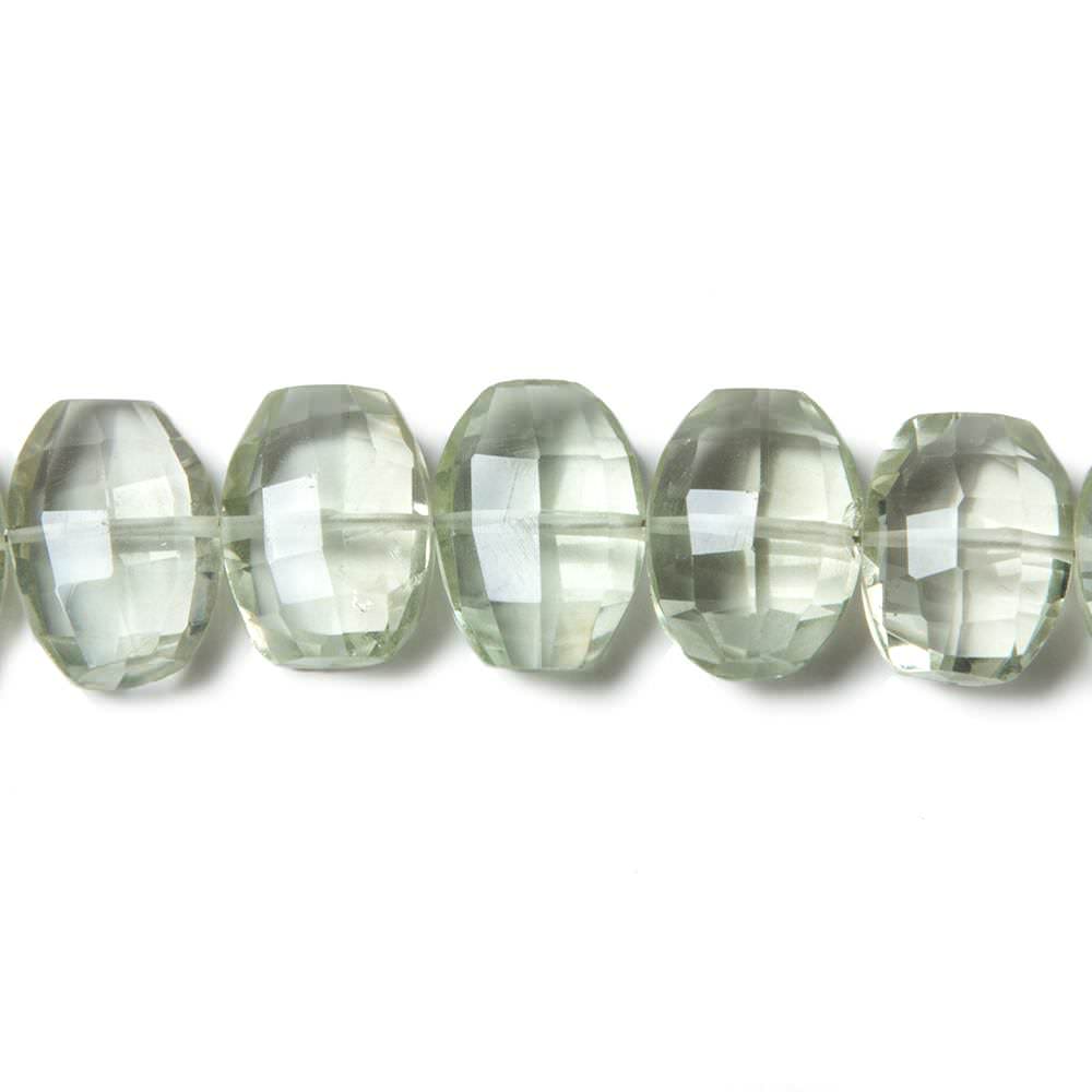 11x9-12x9mm Prasiolite side drilled Faceted Cushion Beads 6 inch 15 pieces - Beadsofcambay.com