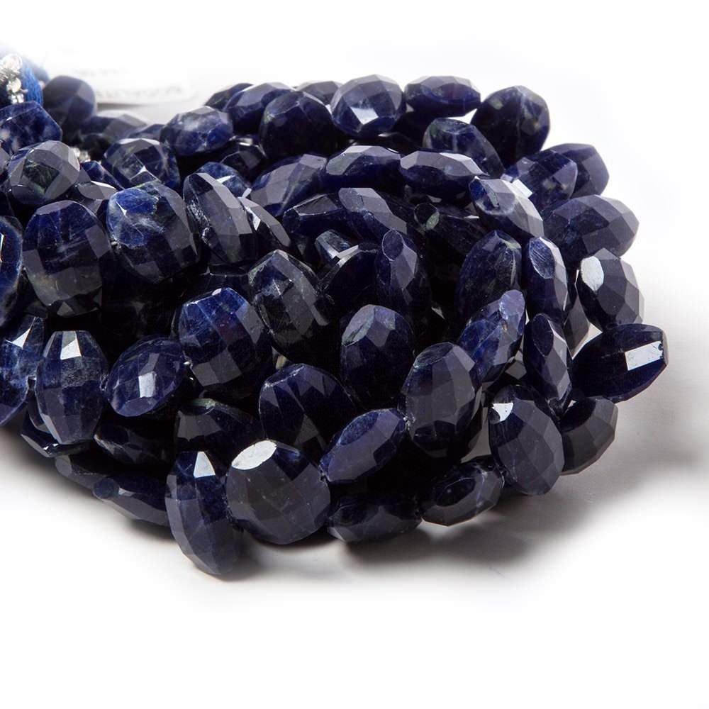 11x9-12x9mm Sodalite side drilled Faceted Cushion Beads 6 inch 17 pieces - Beadsofcambay.com