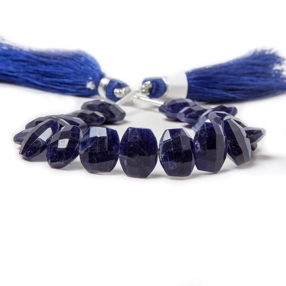 11x9-12x9mm Sodalite side drilled Faceted Cushion Beads 6 inch 17 pieces - Beadsofcambay.com