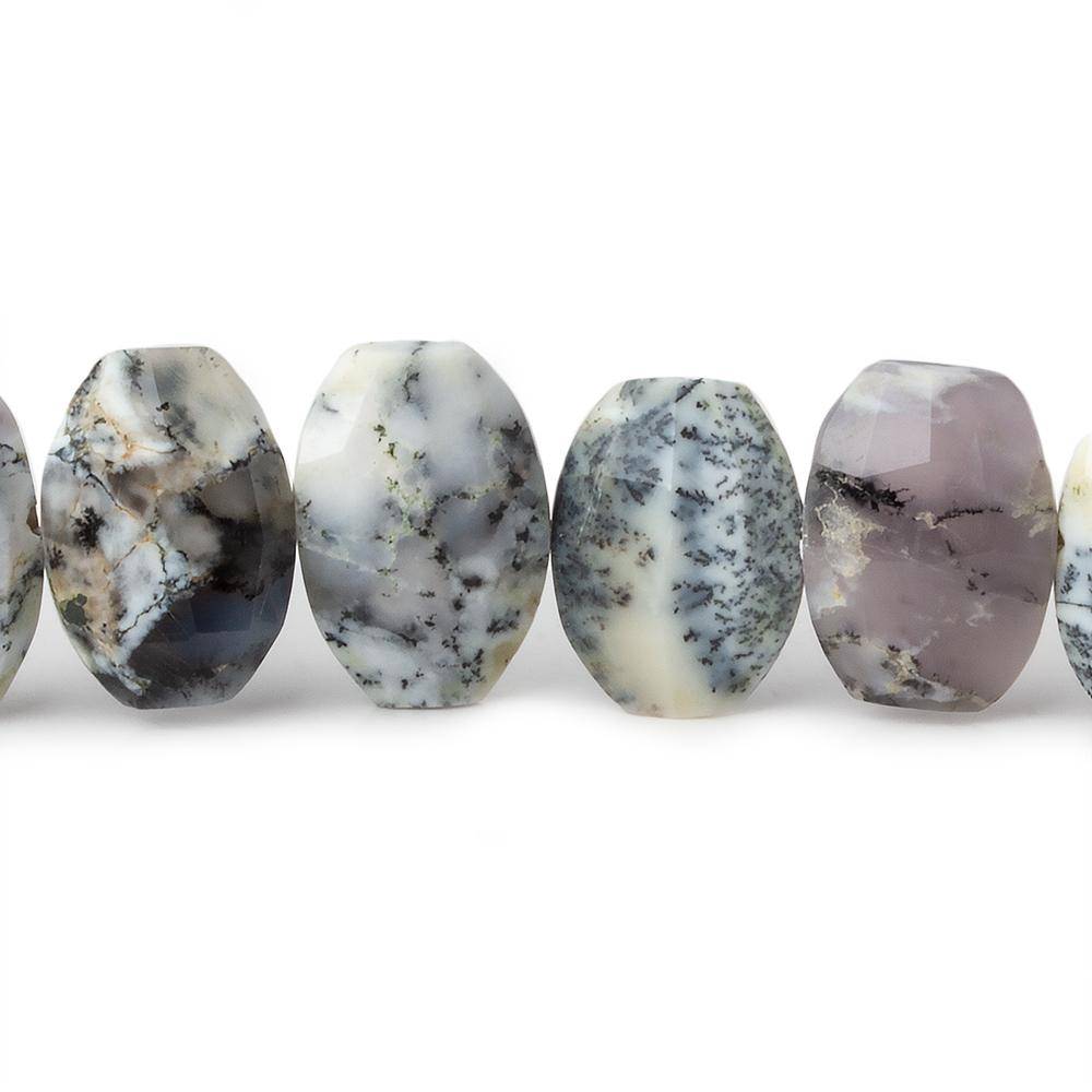 11x9-13.5x9mm Dendritic Opal Side Drilled Faceted Cushion 6 inch 15 beads - Beadsofcambay.com
