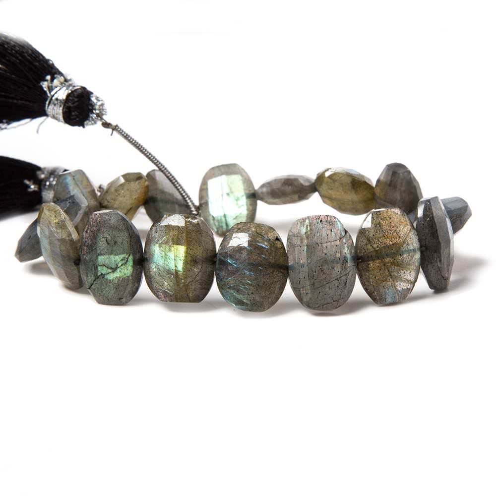 11x9-13x10mm Labradorite side drilled Faceted Cushion Beads 7 inch 16 pieces - Beadsofcambay.com