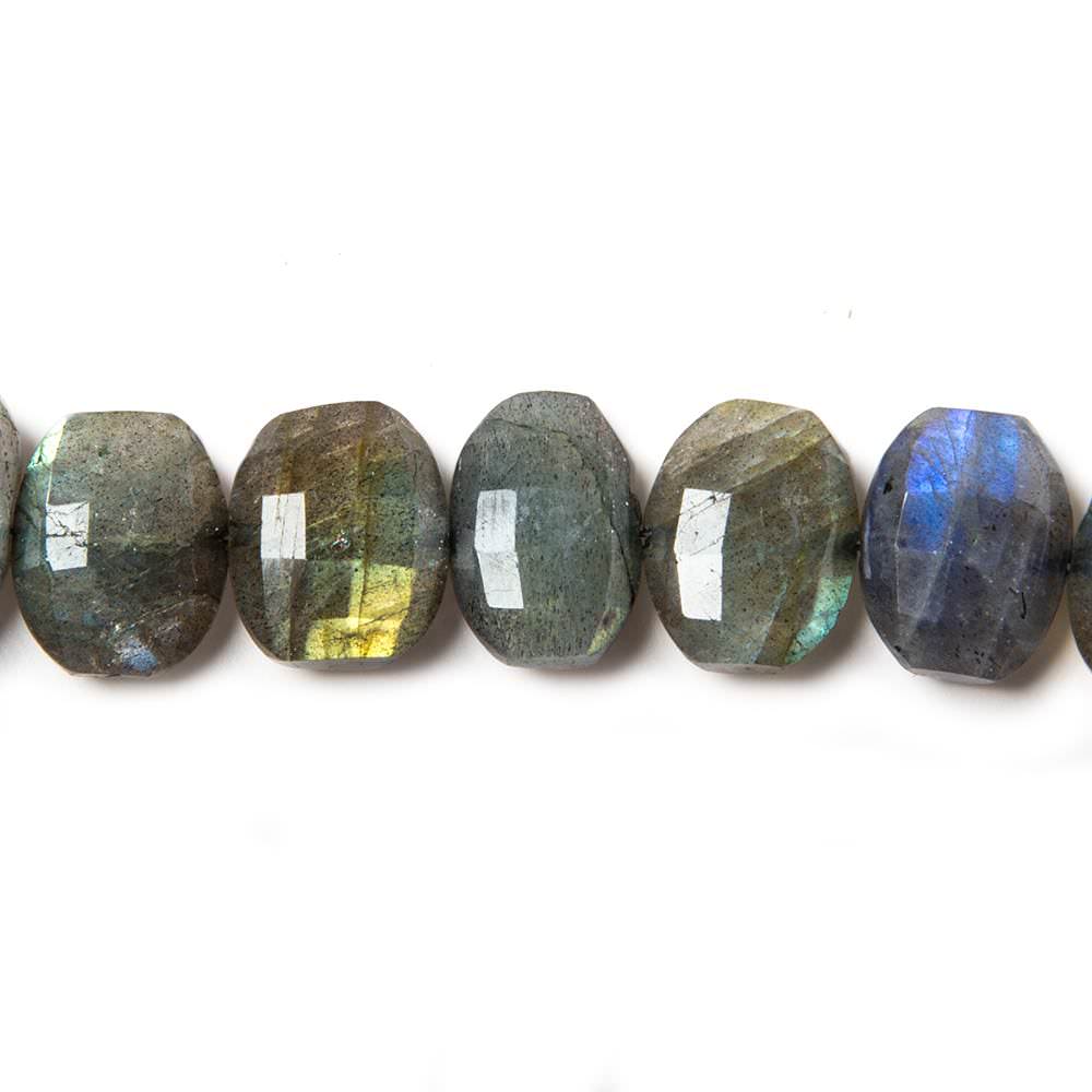 11x9-13x10mm Labradorite side drilled Faceted Cushion Beads 7 inch 16 pieces - Beadsofcambay.com