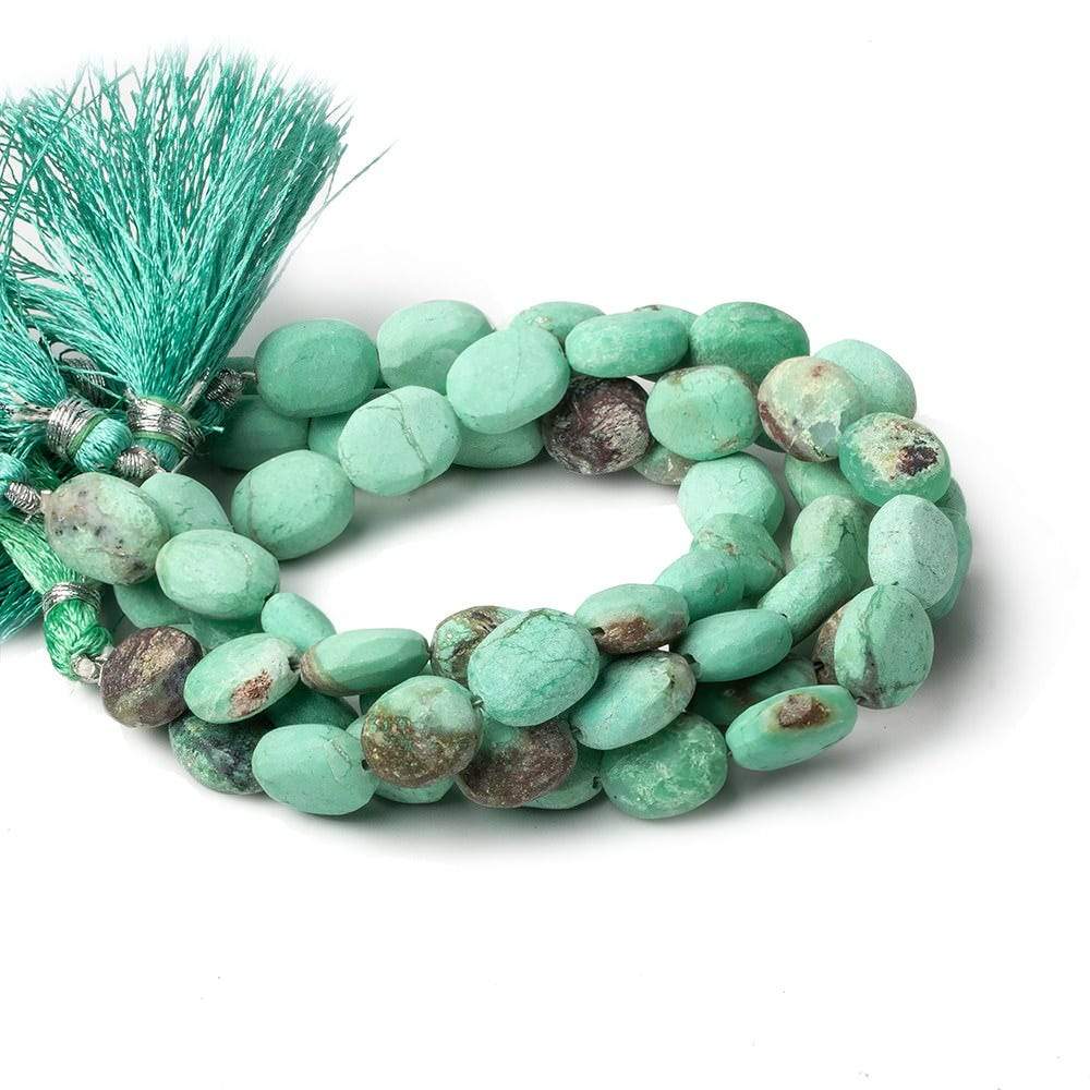 11x9-13x10mm Matte Chrysoprase & Matrix plain ovals 7.5 inch 15 beads A - Beadsofcambay.com