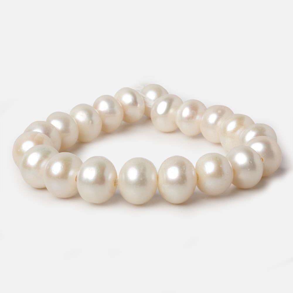 11x9-13x10mm Off White Button Large Hole pearls 8 inch 20 pieces - Beadsofcambay.com