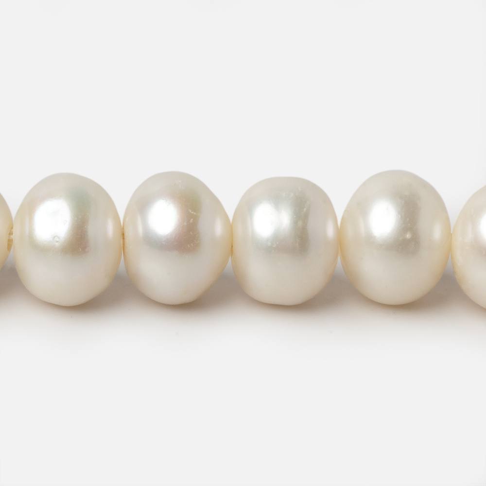 11x9-13x10mm Off White Button Large Hole pearls 8 inch 20 pieces - Beadsofcambay.com