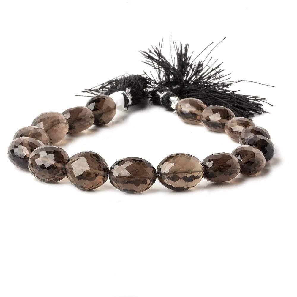 11x9-13x11mm Smoky Quartz Faceted Oval Beads 8 inch 16 pieces AA - Beadsofcambay.com