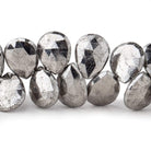 11x9-13x11mm White Pyrite Faceted Pear Beads 7 inch 35 pieces - Beadsofcambay.com