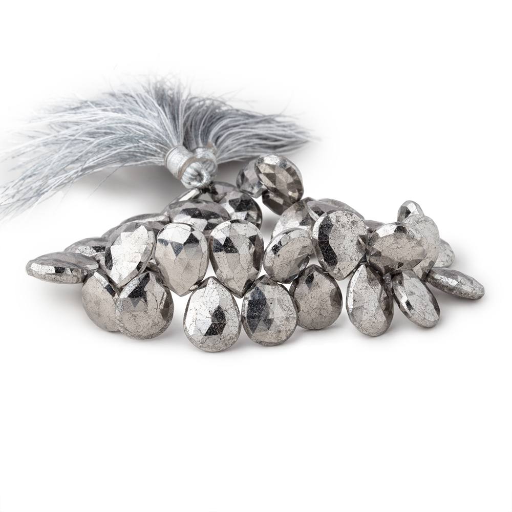 11x9-13x11mm White Pyrite Faceted Pear Beads 7 inch 35 pieces - Beadsofcambay.com