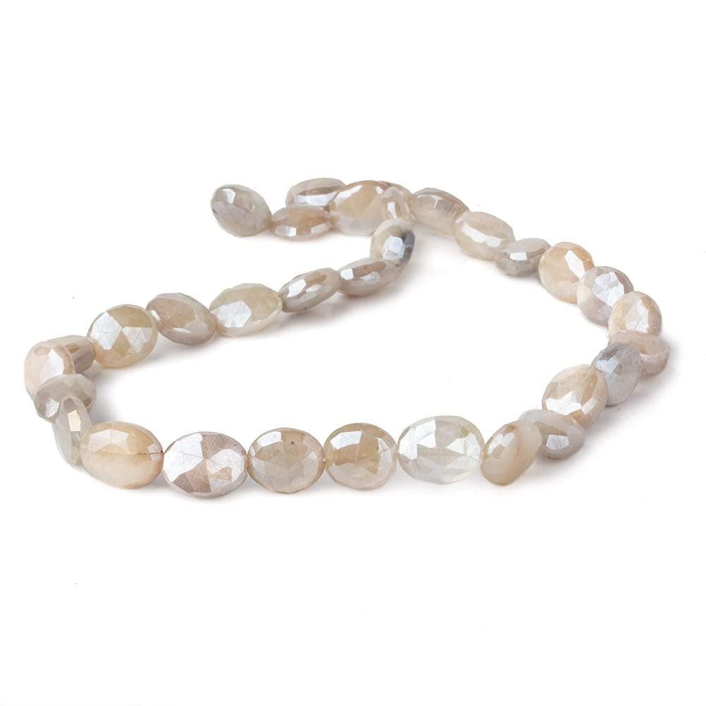 11x9--13x9mm Mystic Off White Moonstone faceted ovals 14 inch 26 beads - Beadsofcambay.com