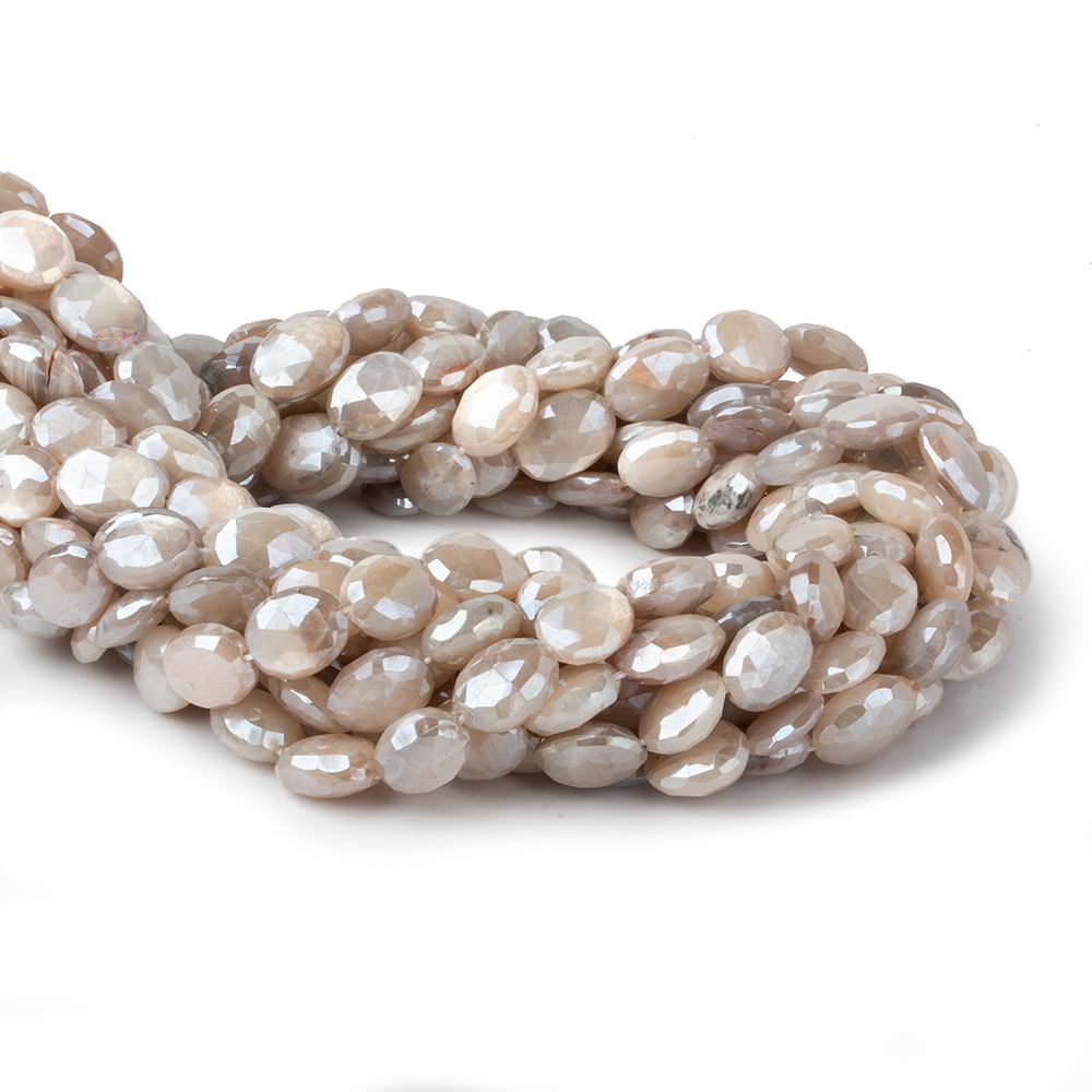 11x9--13x9mm Mystic Off White Moonstone faceted ovals 14 inch 26 beads - Beadsofcambay.com