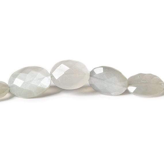 11x9-13x9mm Platinum Grey Moonstone faceted oval 8.5 inch 15 Beads - Beadsofcambay.com