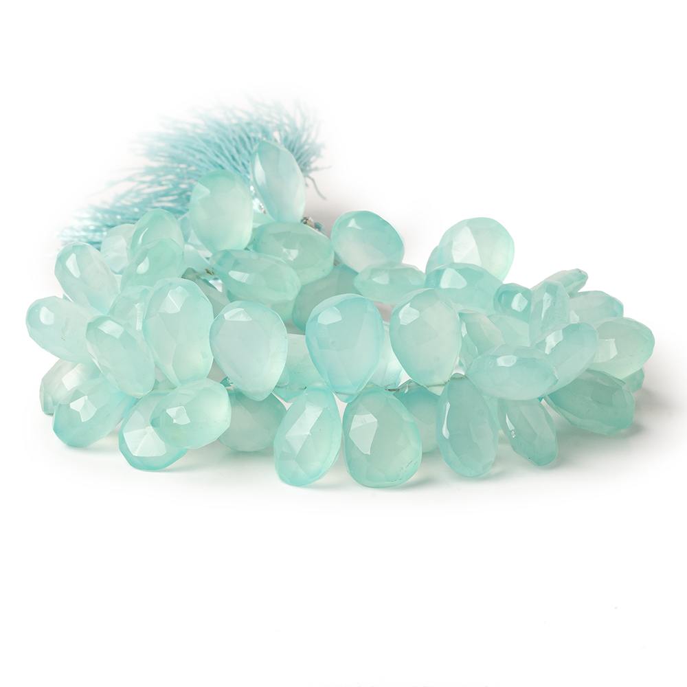 11x10-14x11mm Seafoam Blue Chalcedony faceted pears 8 inch 61 beads AAA - Beadsofcambay.com