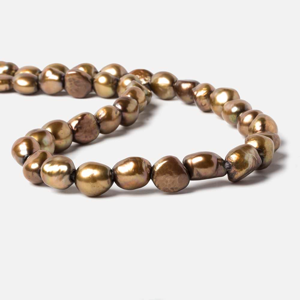 11x9-14x10mm Bronze Baroque 2.5mm large hole Pearls 15 inch 33 pcs - Beadsofcambay.com