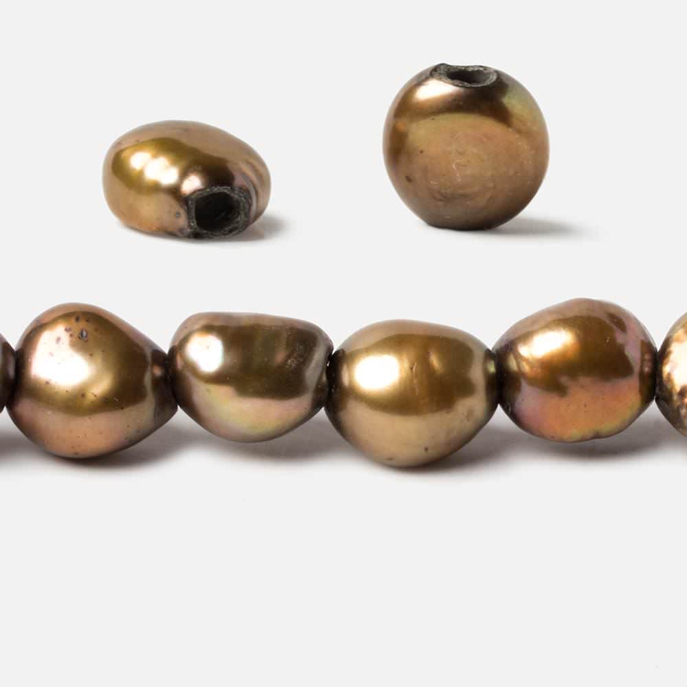11x9-14x10mm Bronze Baroque 2.5mm large hole Pearls 15 inch 33 pcs - Beadsofcambay.com