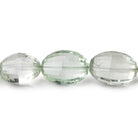 11x9-14x11mm Prasiolite Checkerboard Faceted Oval Beads 9 inch 16 pieces - Beadsofcambay.com