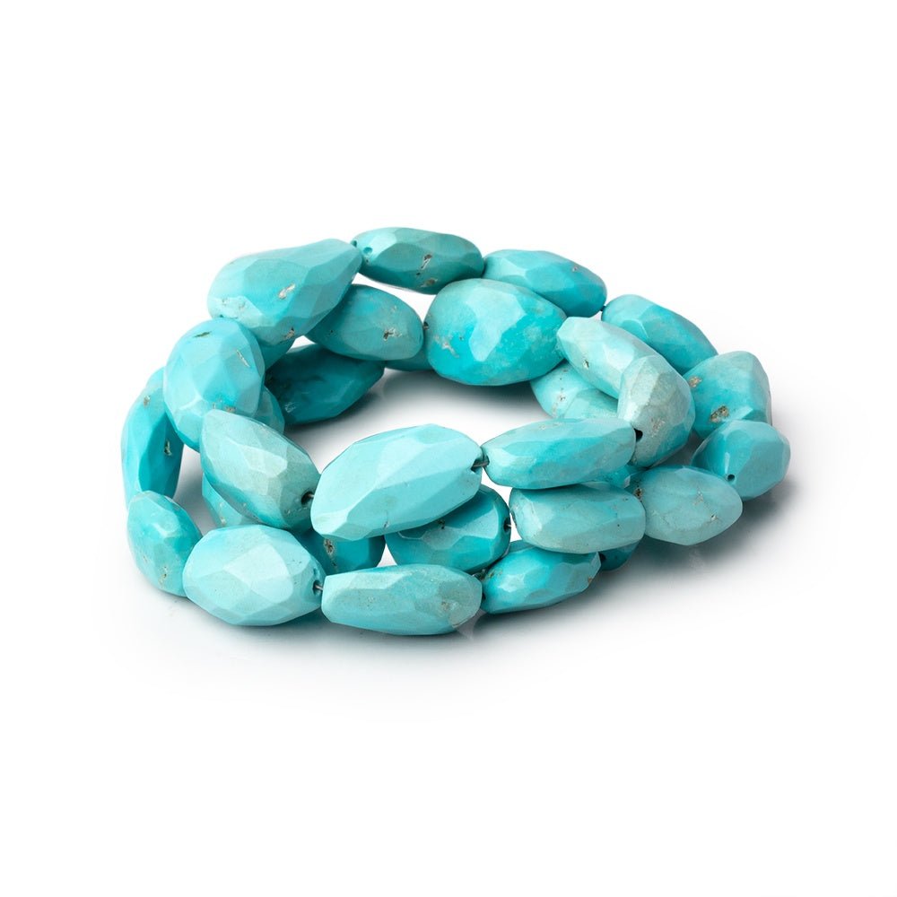 11x9-15.5x10mm Sleeping Beauty Turquoise faceted nuggets 16 inch 31 beads - Beadsofcambay.com