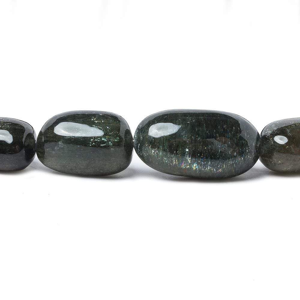 11x9-15x10mm Moss Aquamarine plain nugget beads 15 inch 31 pieces AAA - Beadsofcambay.com