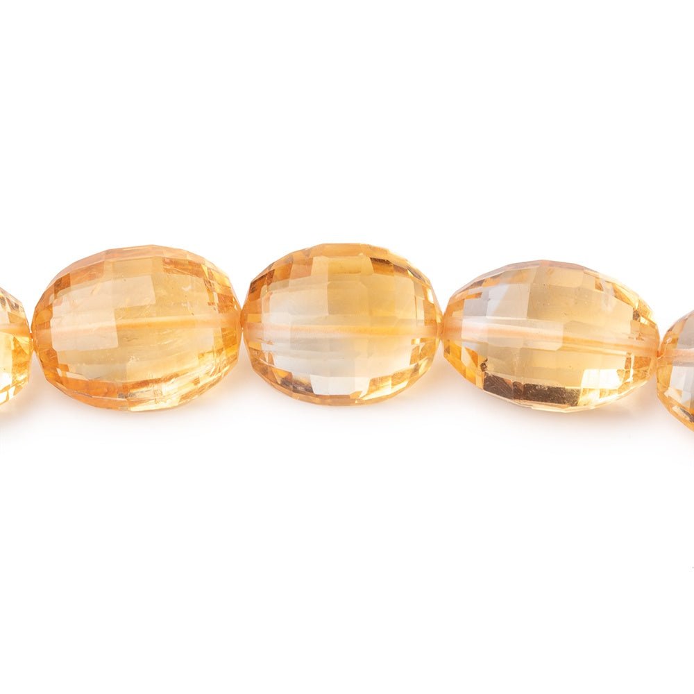 11x9-15x11mm Citrine checkerboard faceted oval Beads 8.5 inch 15 pieces - Beadsofcambay.com