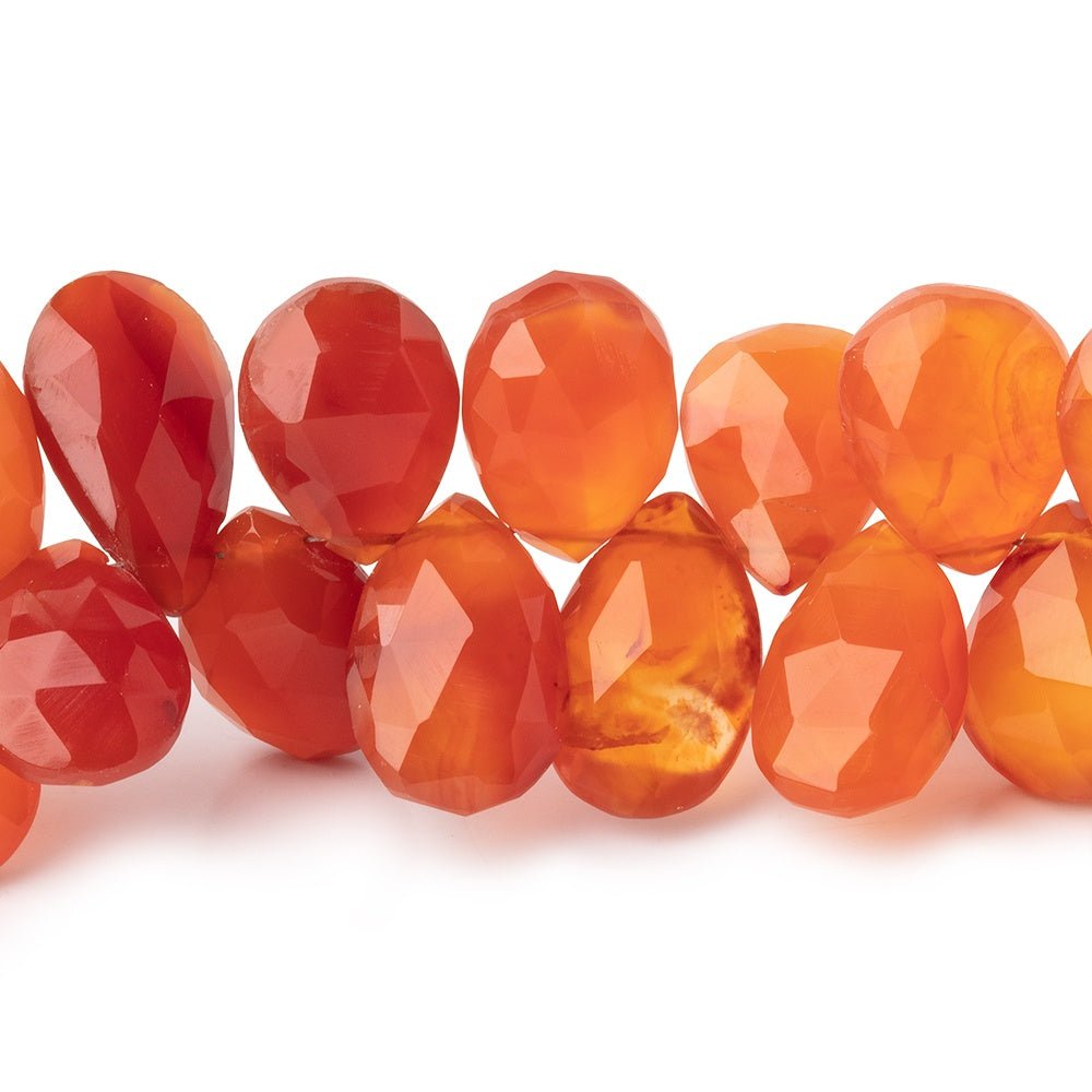 11x9-15x9mm Carnelian Faceted Pear Beads 8.5 inch 49 pieces - Beadsofcambay.com