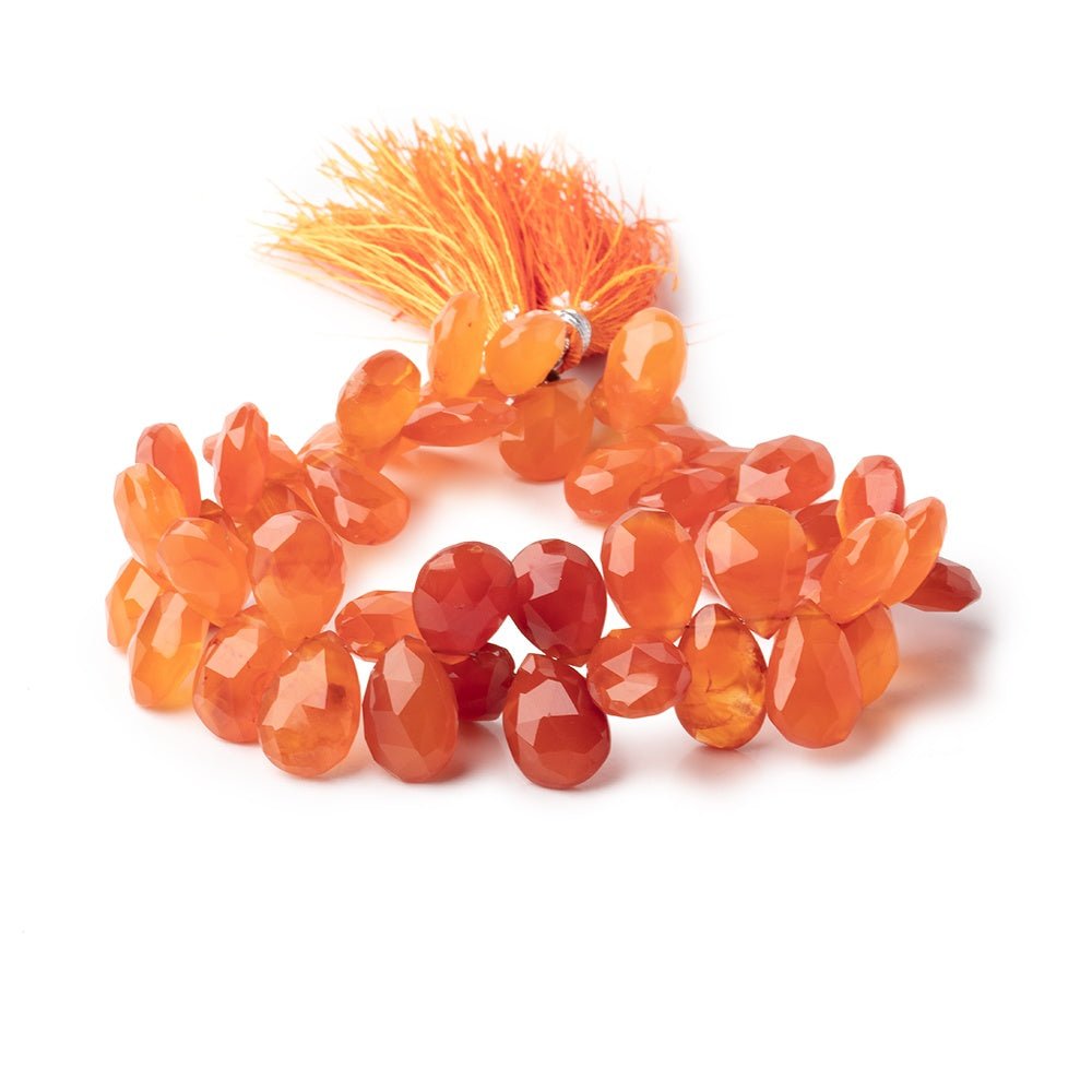 11x9-15x9mm Carnelian Faceted Pear Beads 8.5 inch 49 pieces - Beadsofcambay.com