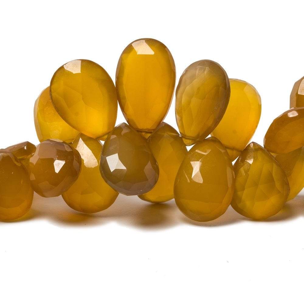 11x9-16x10mm Mustard Yellow Chalcedony Faceted Pear Beads 8 inch 55 pieces - Beadsofcambay.com