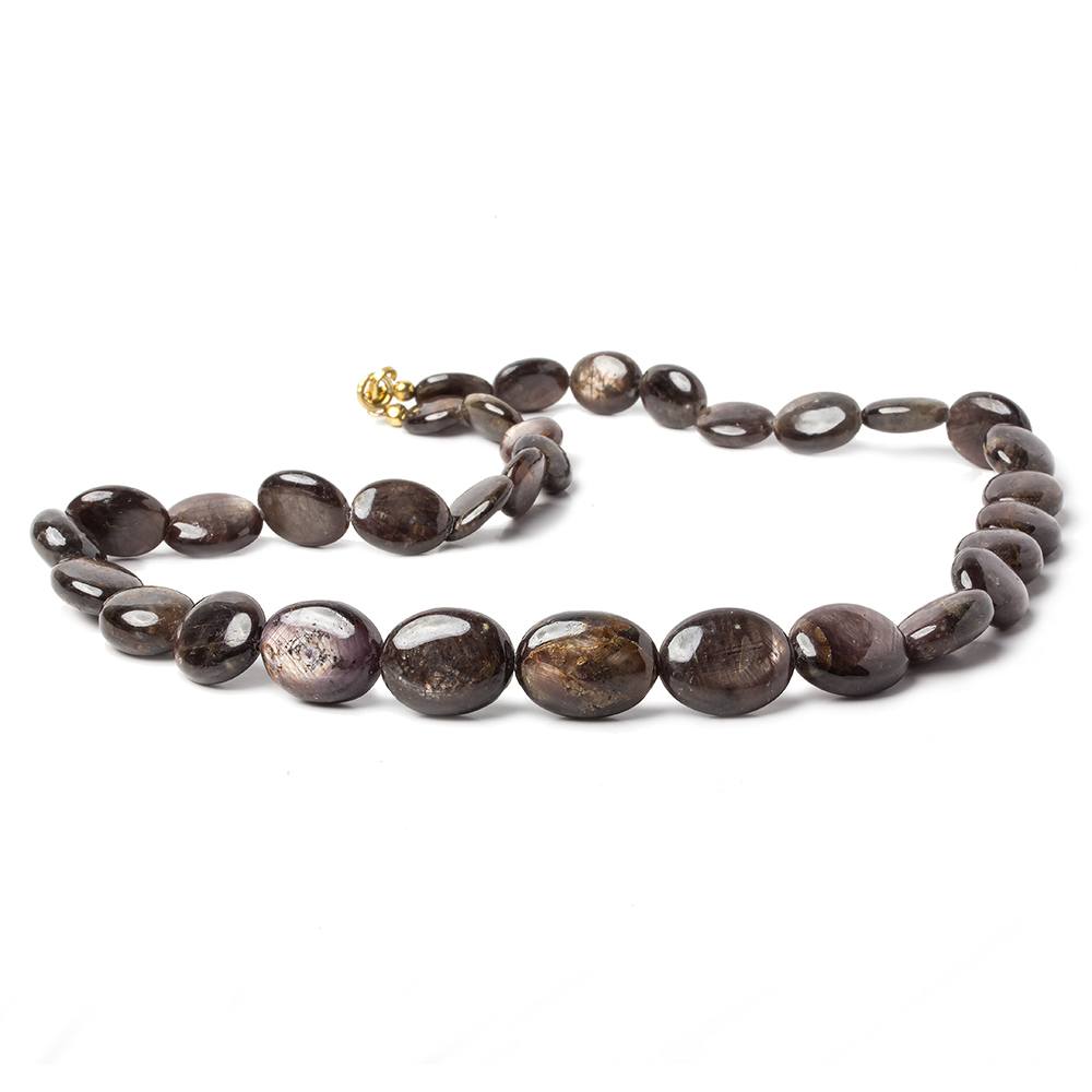 11x9-16x13mm Chocolate Sapphire plain oval Necklace Brass Lobster Clasp 17 inch - Beadsofcambay.com