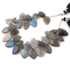 11x9-16x9mm Labradorite hand carved leaf beads 6 inch 33 pieces AAA - Beadsofcambay.com